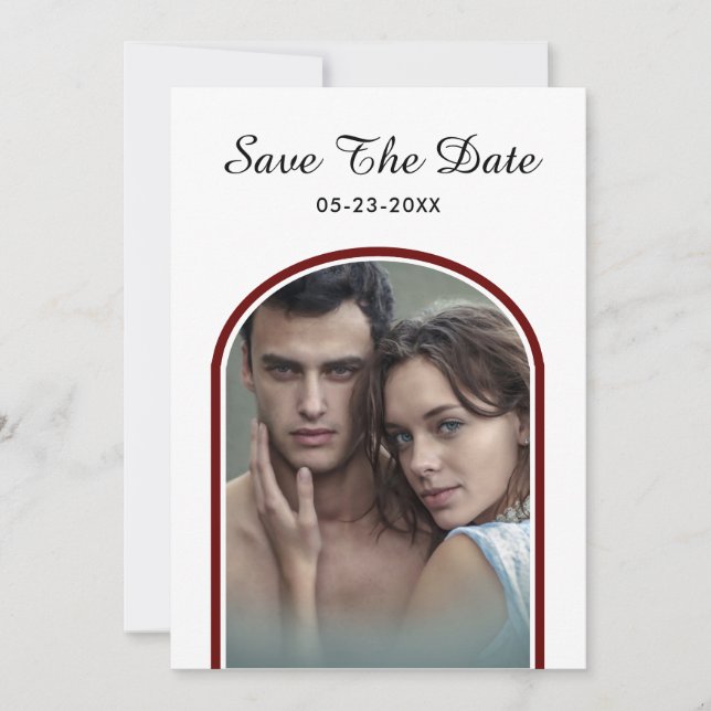 Elegant Modern Couple Photo Wedding Personalise Save The Date (Front)