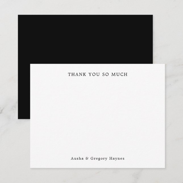 Elegant Modern Couple Typography Black Thank You Card (Front/Back)