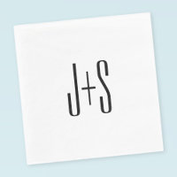 Elegant Modern Couples Initials | White & Black