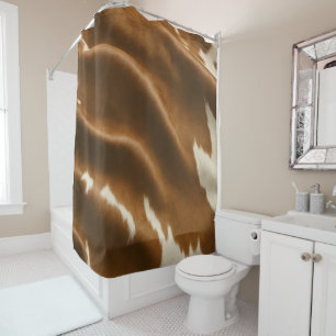 Elegant Modern Cow Faux Leather Collection Shower Curtain