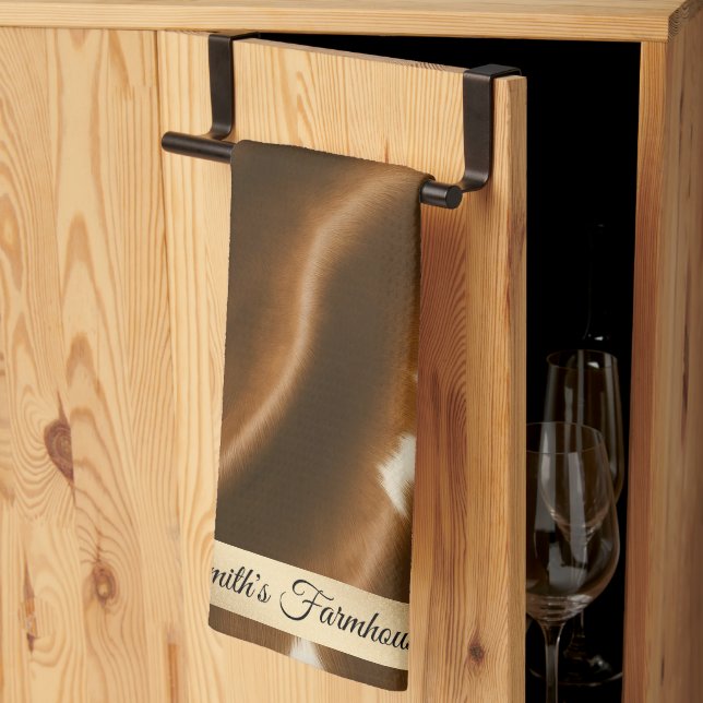 Elegant Modern Cow Faux Leather Collection Tea Towel (Thirds Fold)