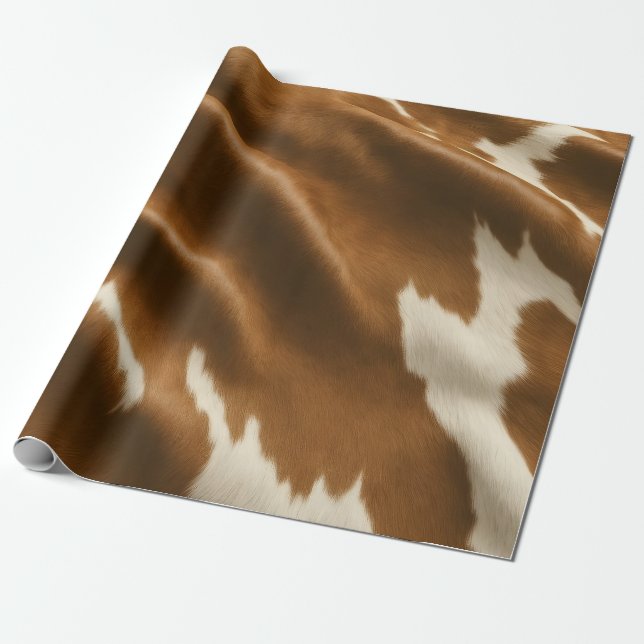 Elegant Modern Cow Faux Leather Collection Wrapping Paper (Unrolled)