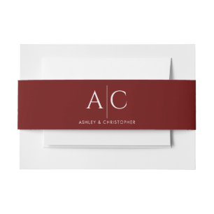 Elegant Modern Crimson Red Wedding Invitation Belly Band
