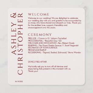 Elegant Modern Crimson Red Wedding Program