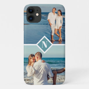 Elegant modern custom couple photo monogram iPhone 11 case