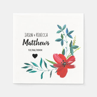 Elegant Modern Custom Floral Wedding Napkin