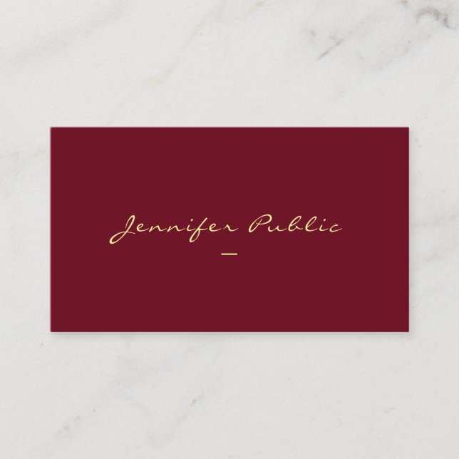Elegant Modern Custom Gold Colour Script Template Business Card (Front)