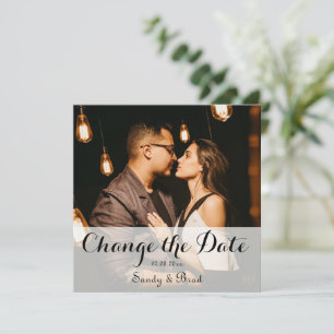 Elegant Modern Custom Photo Change Date Wedding Card