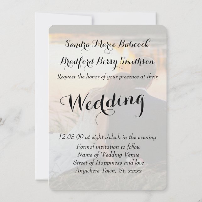 Elegant Modern Custom  Photo Save The Date Wedding Invitation (Back)