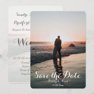 Elegant Modern Custom Photo Save The Date Wedding Invitation