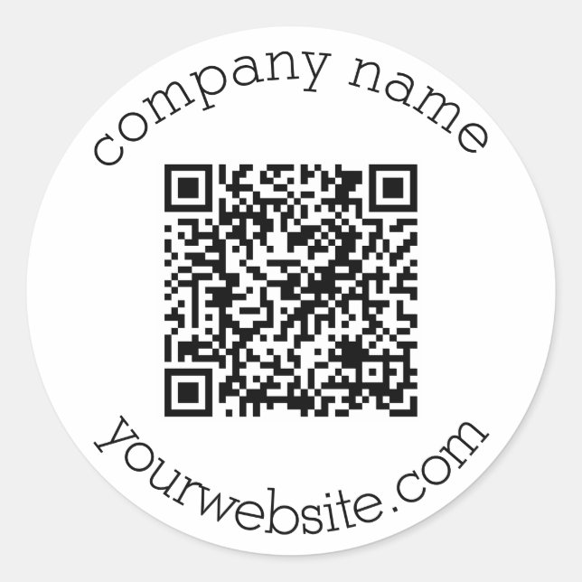 Elegant Modern Custom QR Code & Text Business  Classic Round Sticker (Front)