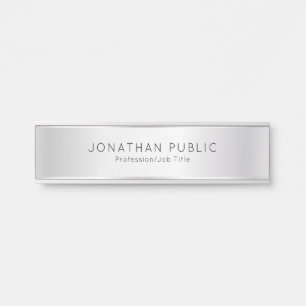 Elegant Modern Custom Template Glamour Faux Silver Door Sign