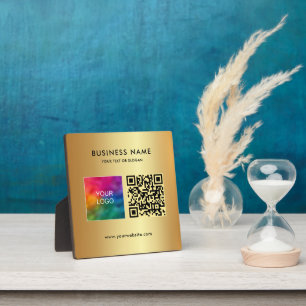 Elegant Modern Custom Text Logo QR Code Scannable Plaque
