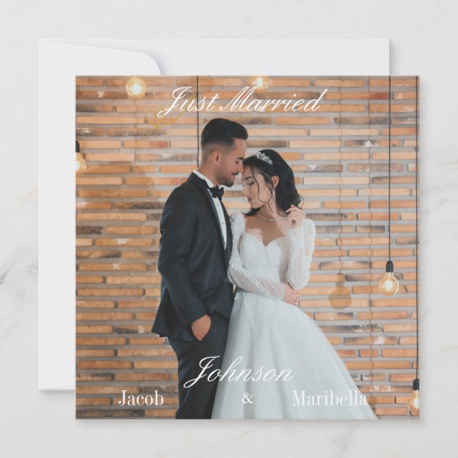 Elegant Modern Custom Wedding Photo Thank You Card (Front)