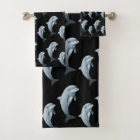 Elegant Modern Cute Dolphins on Black