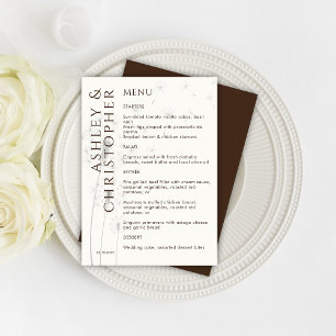 Elegant Modern Dandelion Walnut Brown Wedding Menu