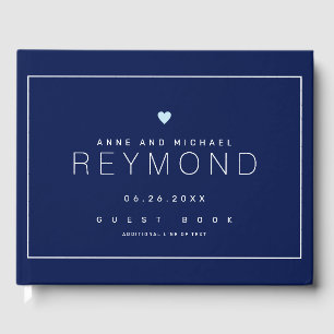elegant modern dark blue wedding guest-book guest book