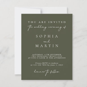 Elegant Modern Dark Green Wedding Enclosure Cards