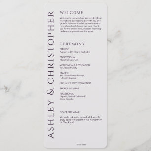 Elegant Modern Dark Purple Wedding Program