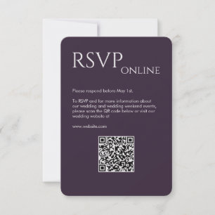Elegant Modern Dark Purple Wedding RSVP Card
