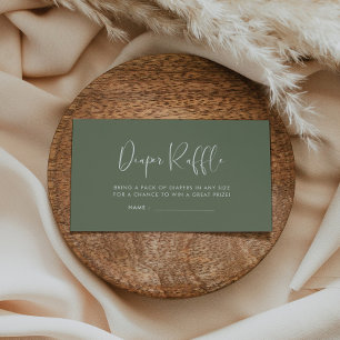 Elegant & modern Dark Sage Diaper raffle insert