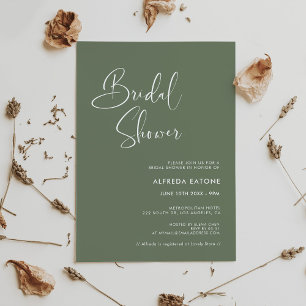 Elegant & modern dark sage green Bridal shower Invitation