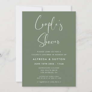 Elegant & Modern Dark Sage Green Couple's Shower Invitation