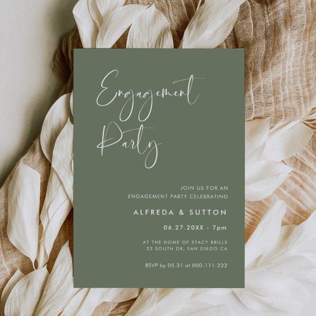 Elegant & modern Dark sage green Engagement party Invitation (Creator Uploaded)
