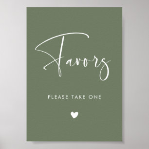 Elegant Modern Dark Sage Green wedding Favours sig Poster