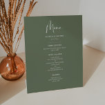 Elegant & modern dark sage green wedding menu pedestal sign<br><div class="desc">A modern typography and a trendy sage green colour for your wedding stationery: choose this simple and elegant wedding suite. Fully customisable: you can change the background as well as the text colour as you like.</div>