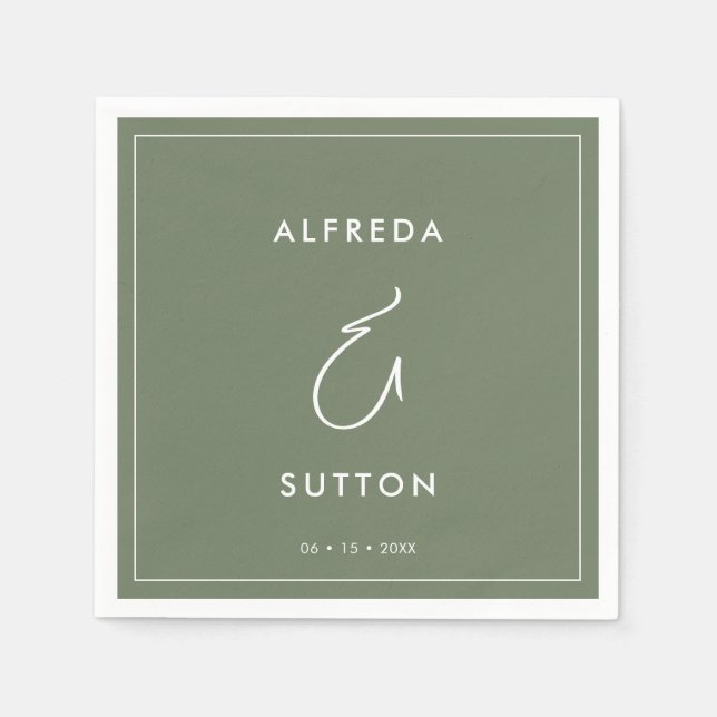 Elegant & Modern Dark Sage Green wedding Napkin (Front)