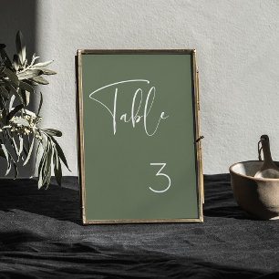 Elegant & modern Dark sage green wedding Table Number