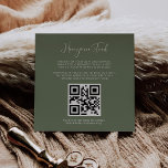 Elegant & modern Dark sage Honeymoon fund QR code Enclosure Card<br><div class="desc">A modern typography and a trendy sage green colour for your wedding stationery: choose this simple and elegant wedding suite. Fully customisable: you can change the background as well as the text colour as you like. Replace the image with your own custom QR code to give your guests access to...</div>