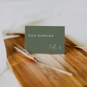 Elegant modern Dark sage wedding guest place card