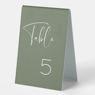 Elegant & modern Dark sage wedding table number
