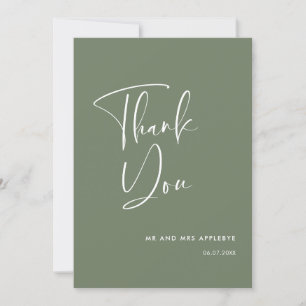 Elegant & modern Dark sage wedding Thank you card