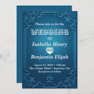 Elegant Modern Deco Turquoise Wedding Invitation