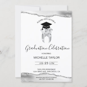 Elegant Modern Dental Dentist Graduation Party Invitation