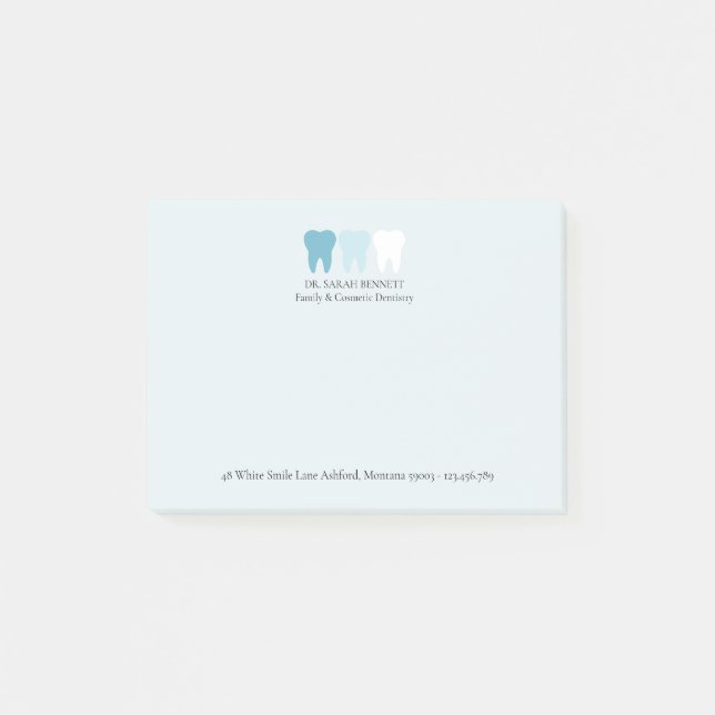 Elegant Modern Dentist Tooth Logo Custom Post-it Notes (Front)