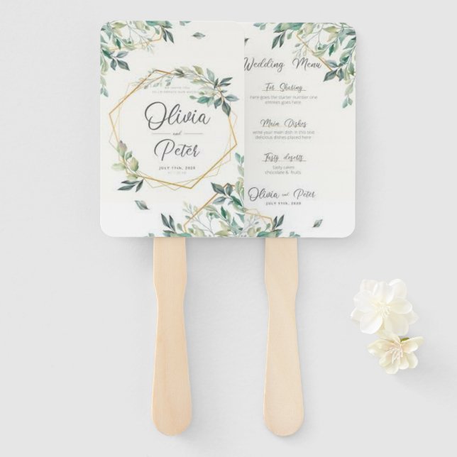 Elegant Modern Design Flower Image Hand Fan (Front and Back)