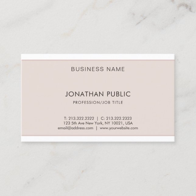 Elegant Modern Design Professional Cool Plain Top Business Card (Front)