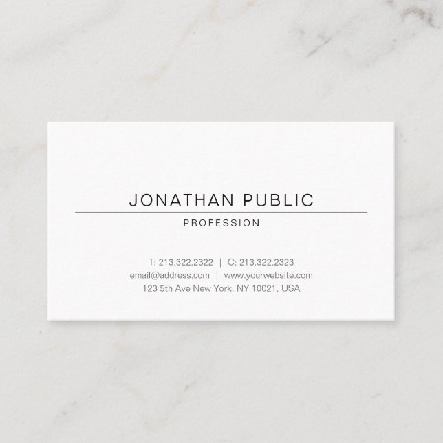 Elegant Modern Design Trendy Simple Chic Plain Business Card (Front)
