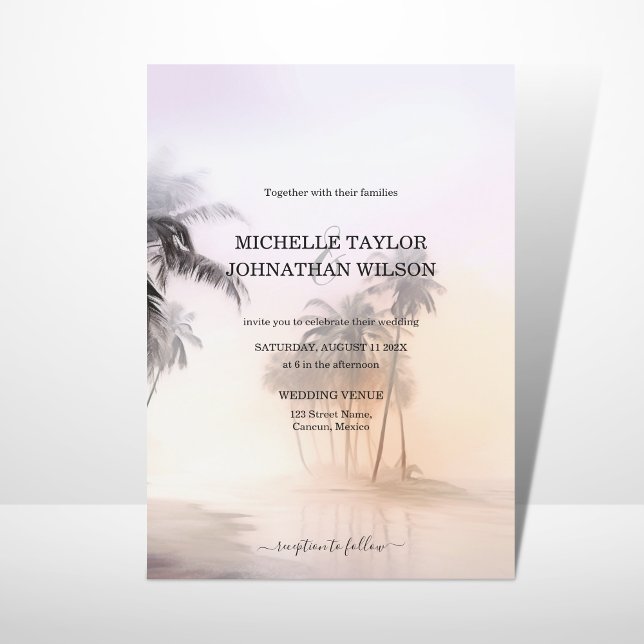 Elegant Modern Destination Wedding Palm Beach Invitation (Creator Uploaded)