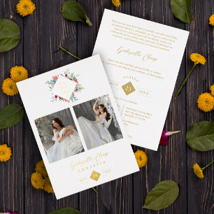 Elegant Modern Diamond Shape Mis XV años Floral