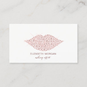 Elegant Modern,Diamonds Lips,Makeup artist Business Card