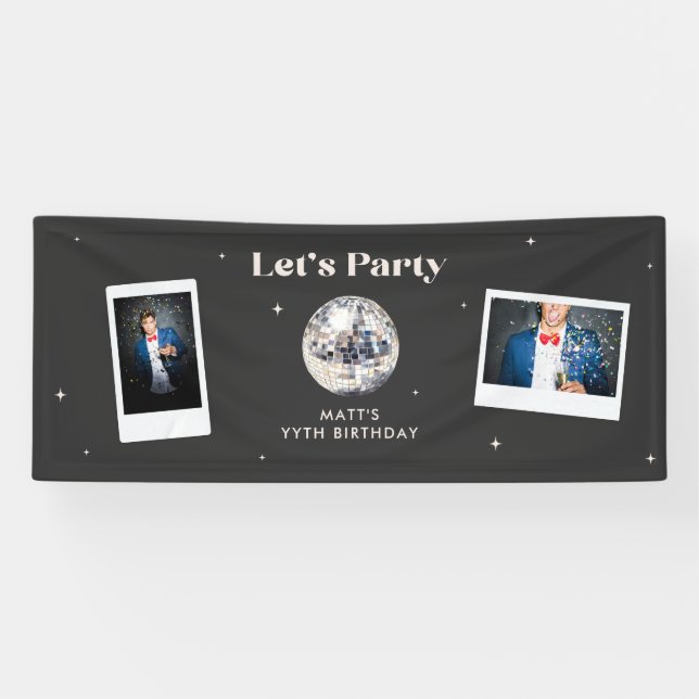Elegant modern Disco Ball Birthday Banner (Horizontal)