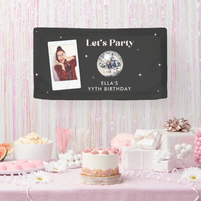 Elegant modern Disco Ball Birthday Banner (Party)