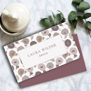 Elegant Modern Doula Floral Pattern Business Card