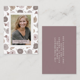 Elegant Modern Doula Photo Floral Pattern Business Card
