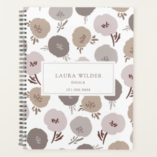 Elegant Modern Doula Rose Taupe Floral Pattern Planner